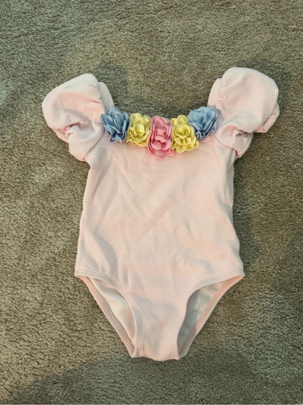 Janie and Jack Girls Pink One-Piece Swimsuit with Pastel Floral